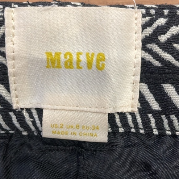 Anthropologie Maeve Fieldnotes button front Black White Tribal Striped Skirt 2 - Picture 8 of 14